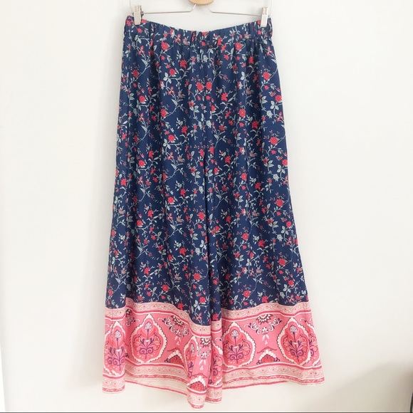 Pants - Boho Floral High Waisted Wide Leg Pants